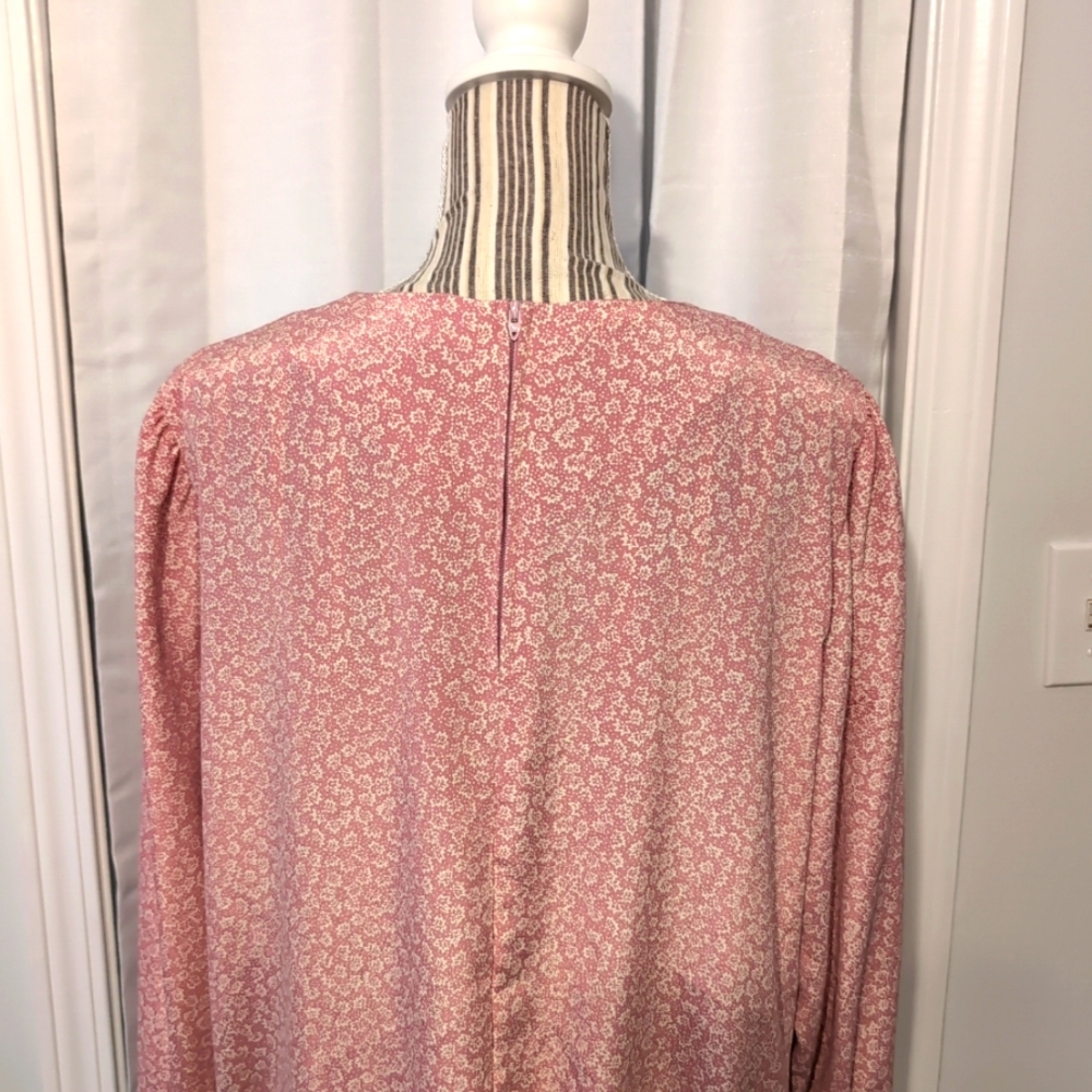 Vtg. Jo Hanna York Women's Size 18 Pink Floral Long Sleeve Blouse‎ - Picture 8 of 11